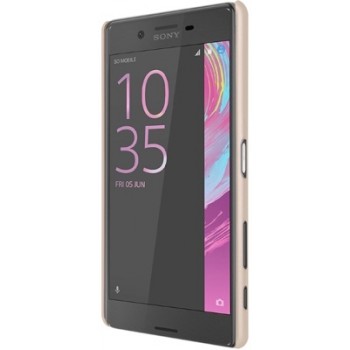 Nillkin f. shield dėklas auksinis + plėvelė (Sony xperia x performance telefonui)